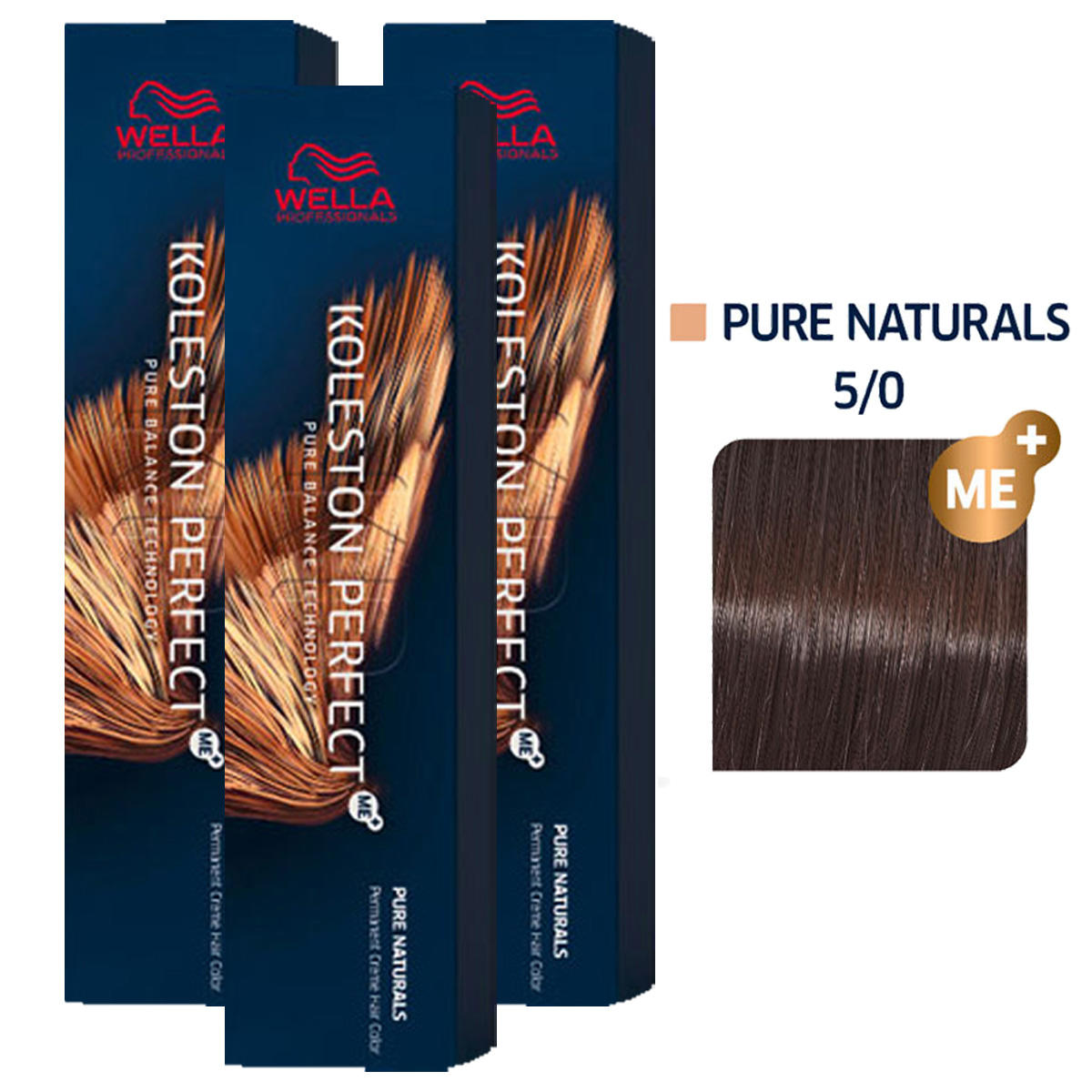 Wella Set de 3 Koleston Perfect ME+ Pure Naturals 5/0 3 x 60 ml - 1