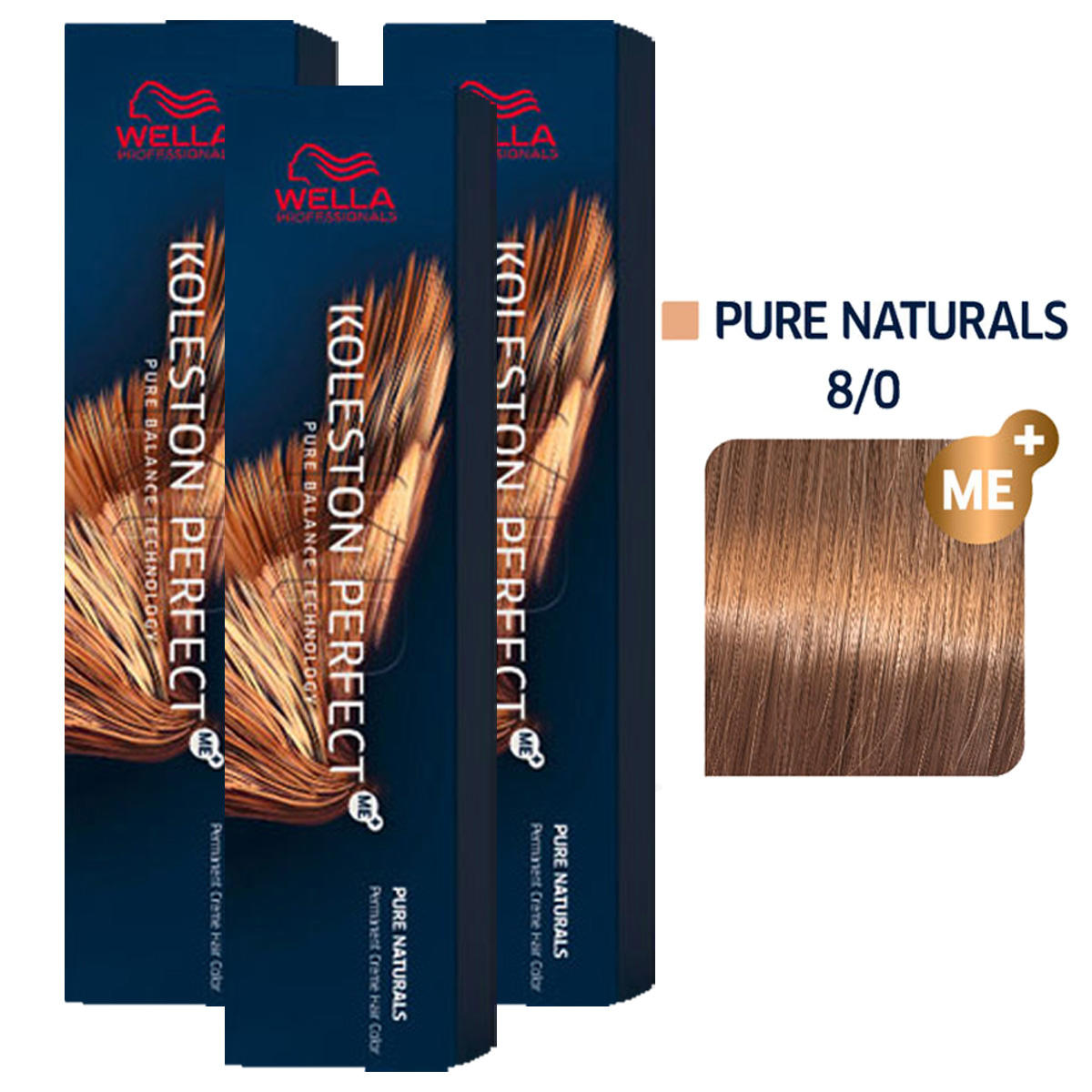 Wella Koleston Perfect ME+ Pure Naturals 3er Set 8/0 Hellblond 3 x 60 ml - 1