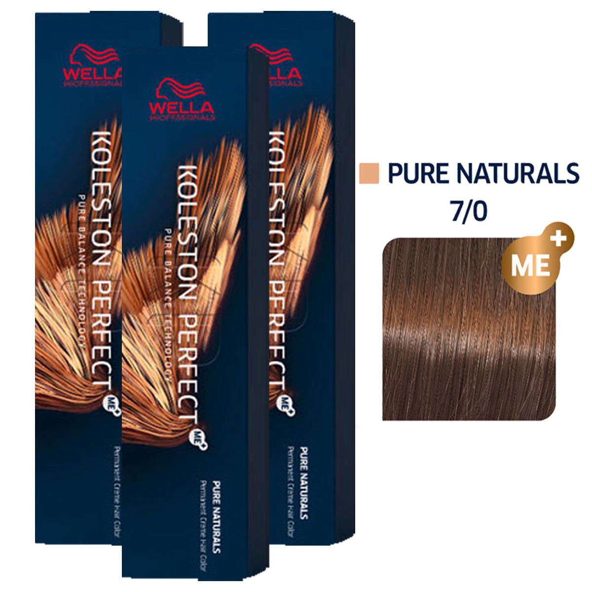 Wella Koleston Perfect ME+ Pure Naturals 3er Set 7/0 Mittelblond 3 x 60 ml - 1