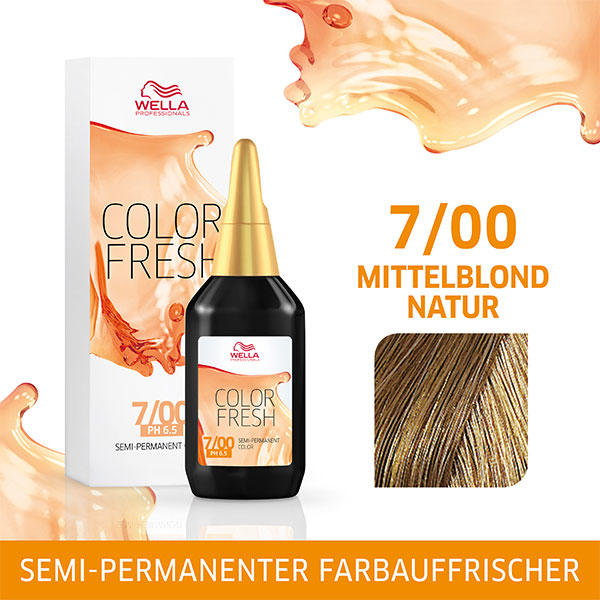 Wella Color Fresh pH 6.5 - Acid 7/00 Mittelblond Natur, 75 ml - 1
