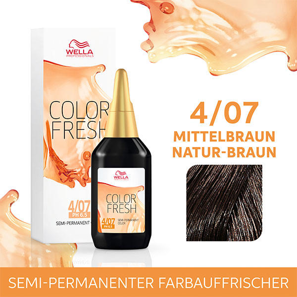 Wella Color Fresh pH 6.5 - Acid 4/07 Mittelbraun, 75 ml - 1