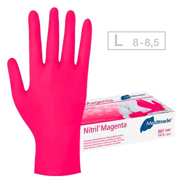 Meditrade Nitril Magenta Handschuhe Groß, Pro Packung 100 Stück - 1
