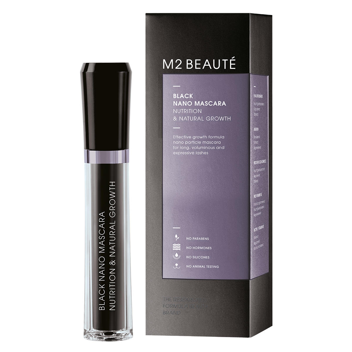 M2 Beauté Black Nano Mascara Nutrition & Natural Growth 6 ml - 1