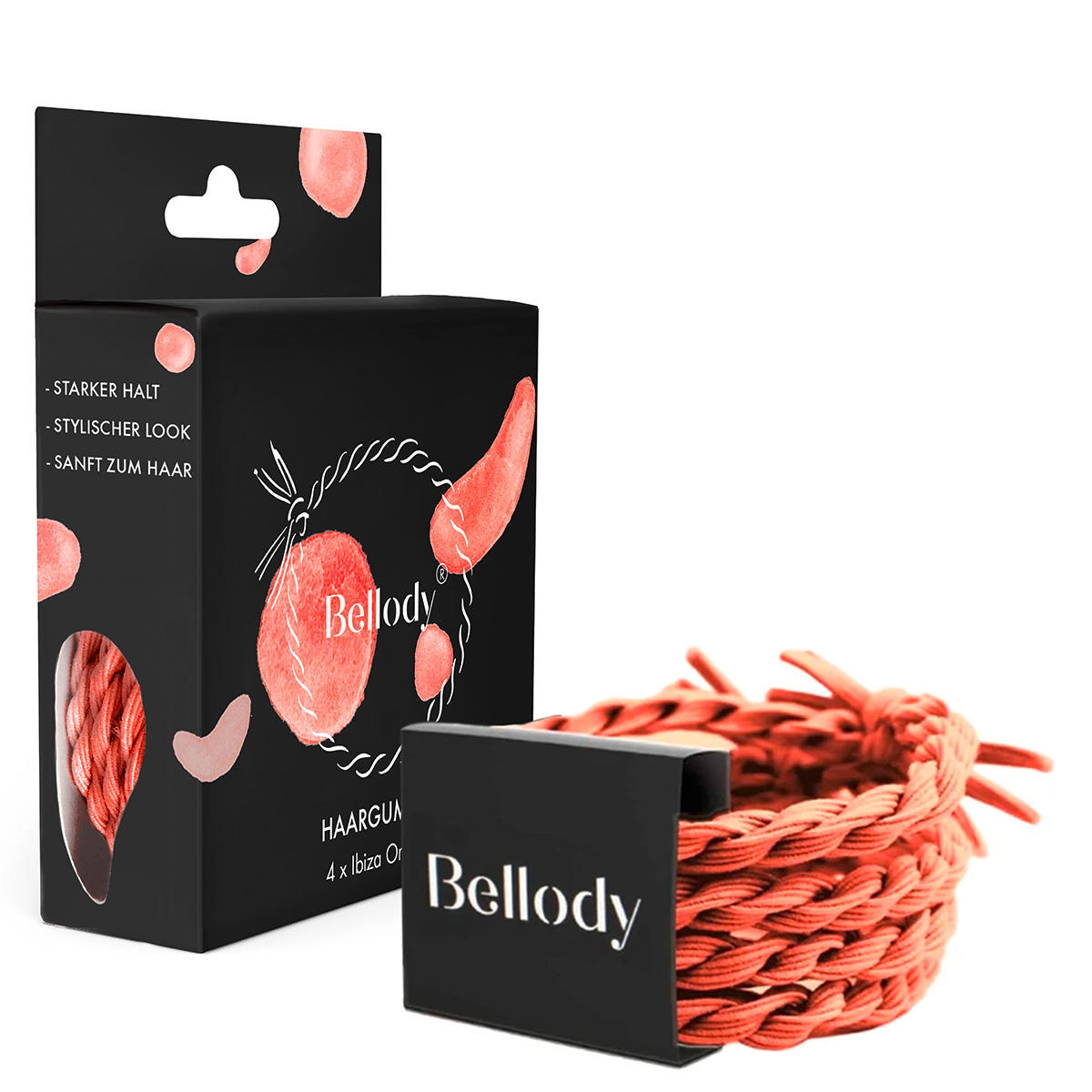 Bellody Original hair ties Ibiza Orange 4 pieces - 1