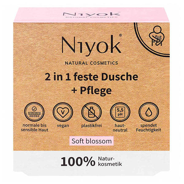 Niyok 2 in 1 feste Dusche + Pflege - Soft blossom 80 g - 1