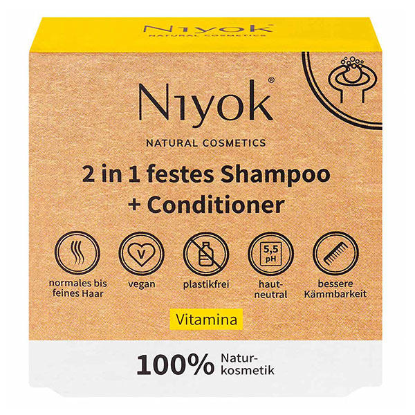 Niyok Champú sólido 2 en 1 + acondicionador - Vitamina 80 g - 1