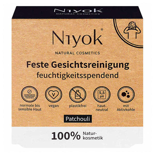 Niyok Detergente solido per il viso - Patchouli 80 g - 1
