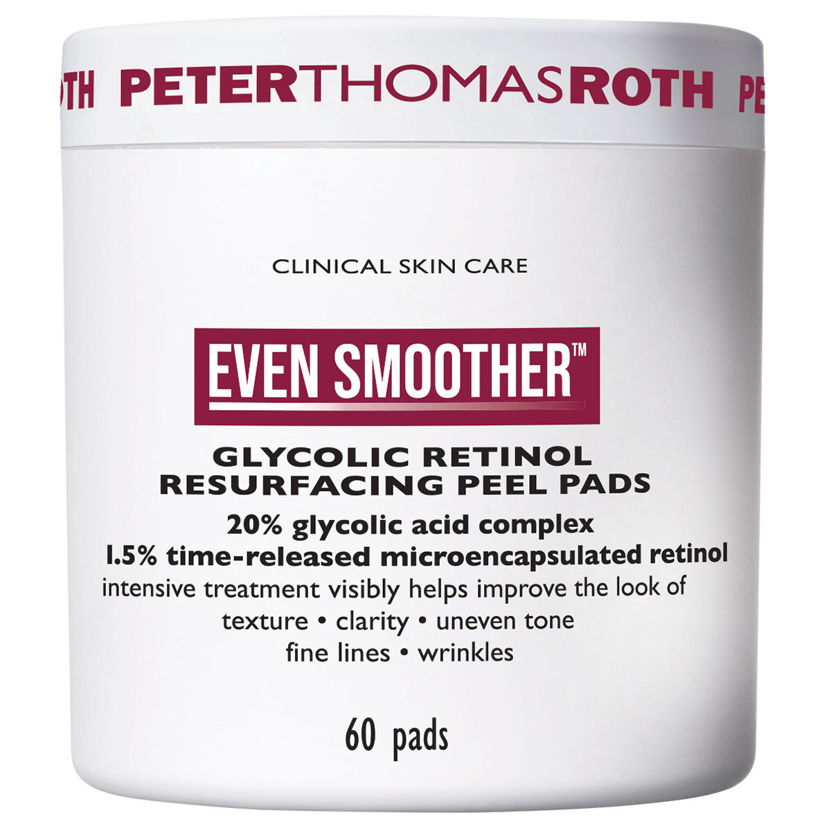 PETER THOMAS ROTH CLINICAL SKIN CARE EVEN SMOOTHER GLYCOLIC RETINOL RESURFACING PEEL PADS Pro Packung 60 Stück - 1