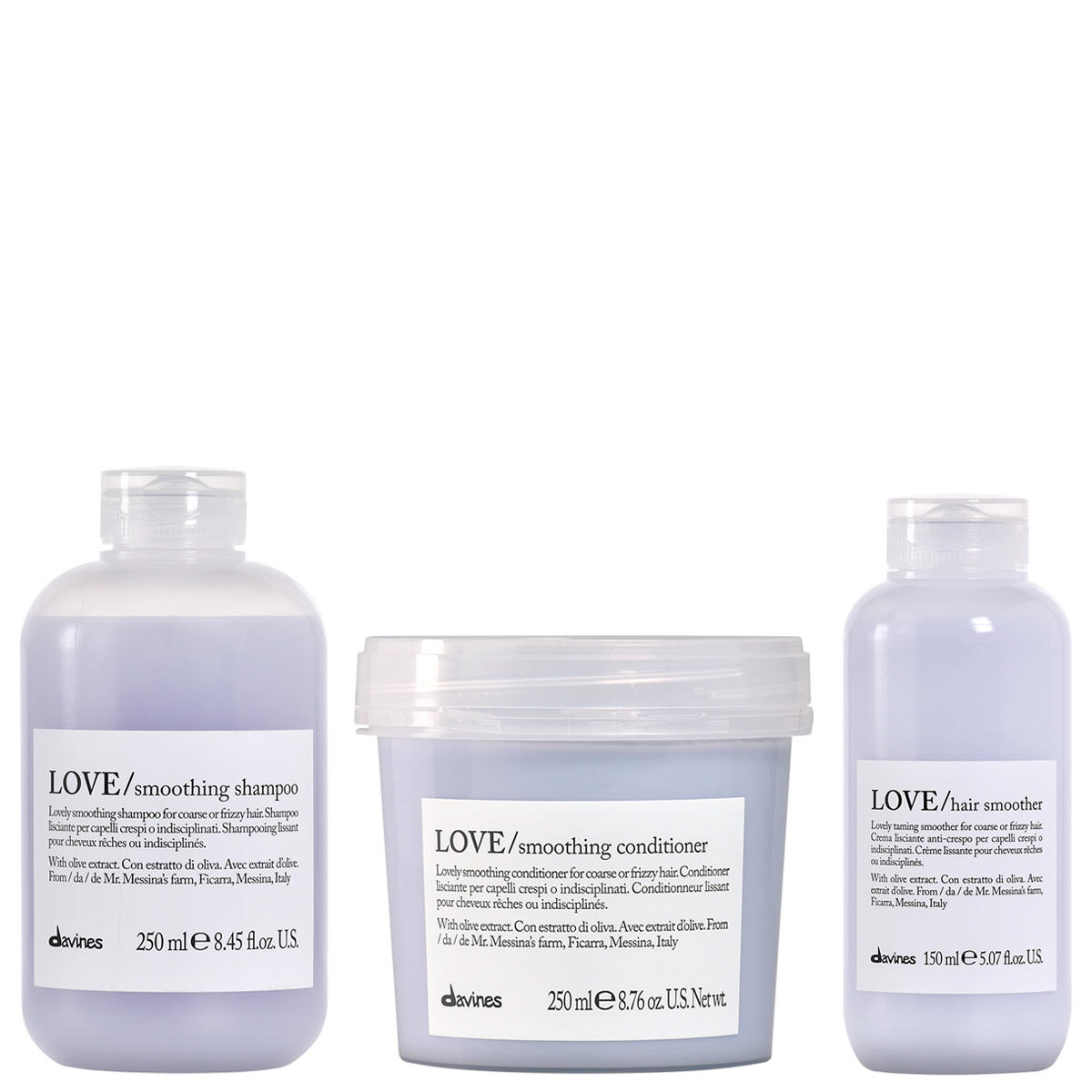 Davines Essential Haircare Love Smooth Set (Shampoo 250 ml + Condiotioner 250 ml + Hair Smoother 150 ml)  - 1