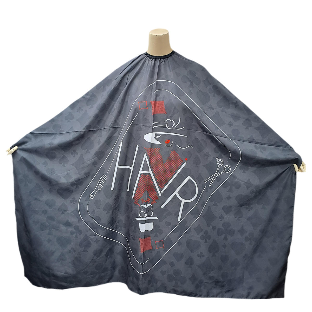 Superior Haarschneideumhang "Poker Design" Dark Grey - 1