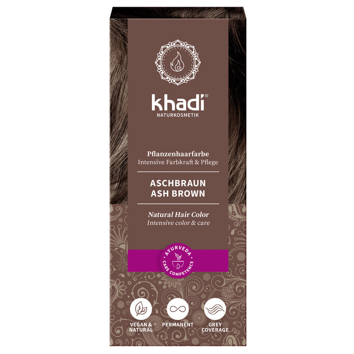 khadi Couleur de cheveux à base de plantes brun cendré 100 g - 1