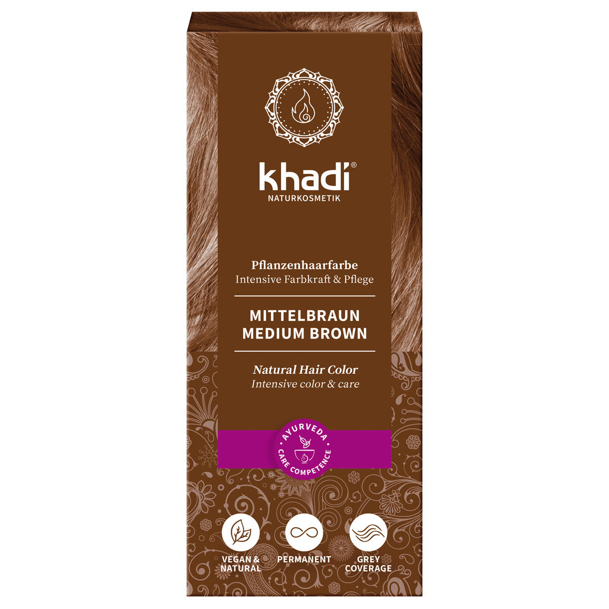 khadi Couleur de cheveux à base de plantes brun moyen 100 g - 1