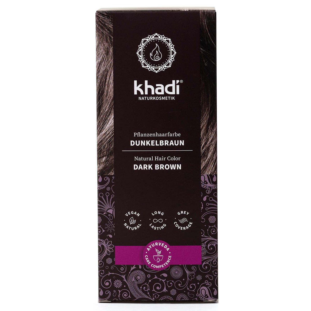khadi Couleur de cheveux à base de plantes marron foncé 100 g - 1