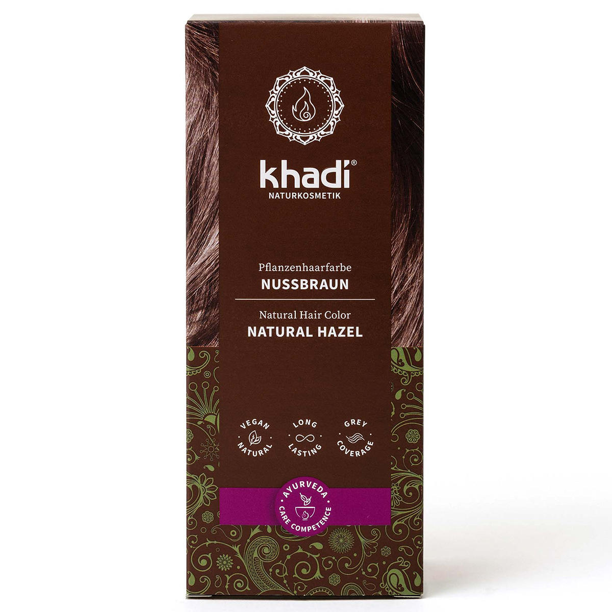 khadi Couleur de cheveux à base de plantes brun noisette naturelle 100 g - 1