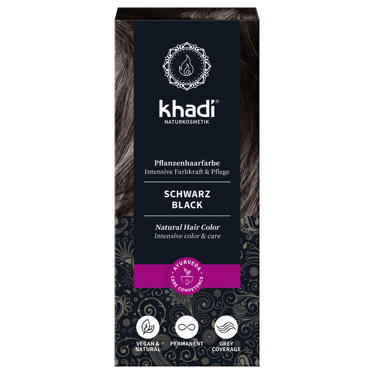 khadi Couleur de cheveux à base de plantes noir 100 g - 1