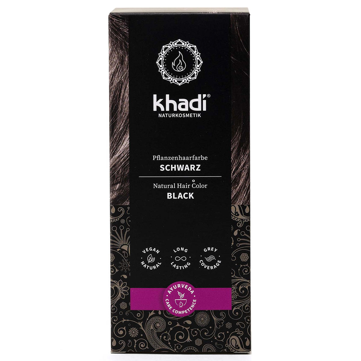 khadi Couleur de cheveux à base de plantes noir 100 g - 1
