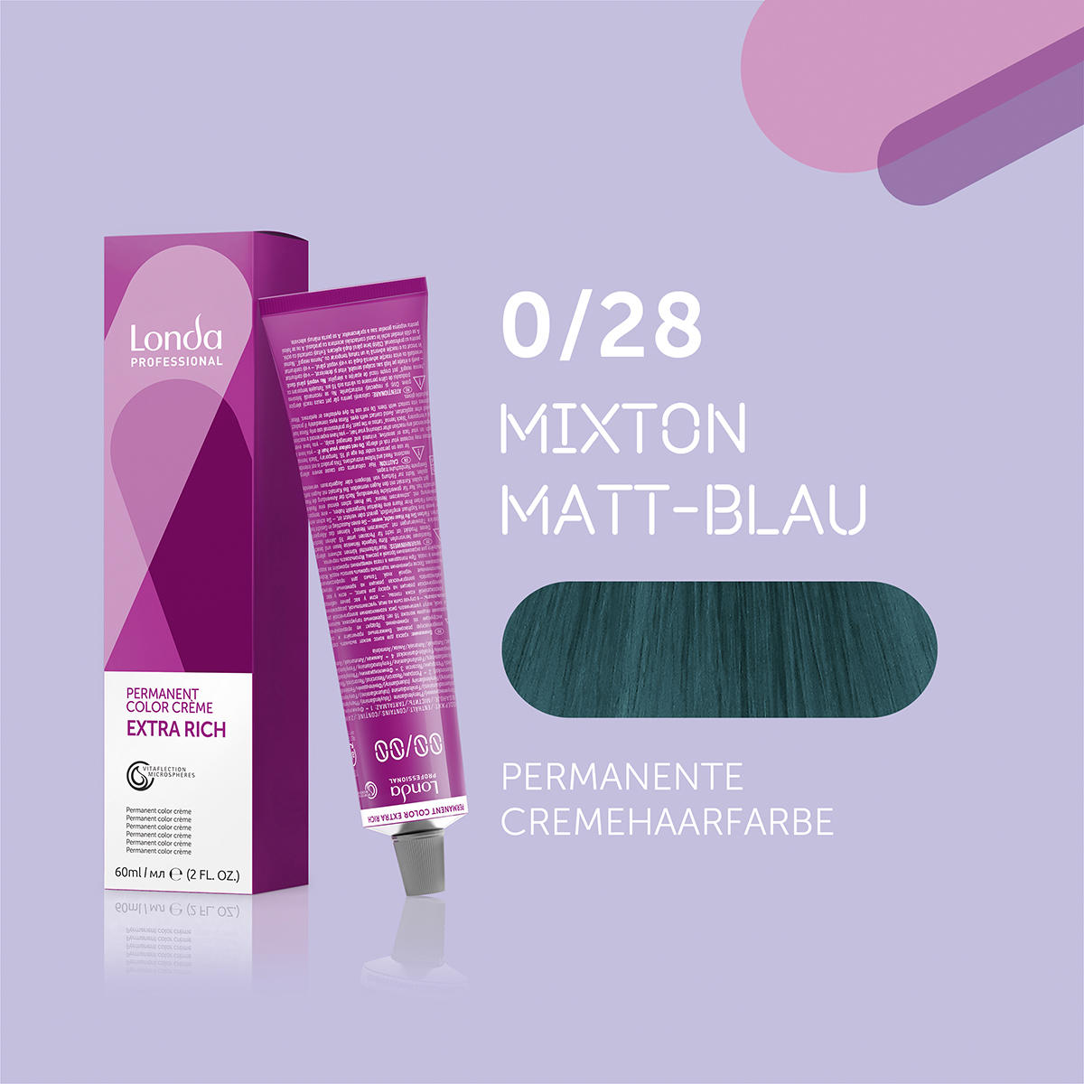 Londa Permanent cream hair color Extra Rich 0/28 Mixton Matt Blue, tube 60 ml - 1