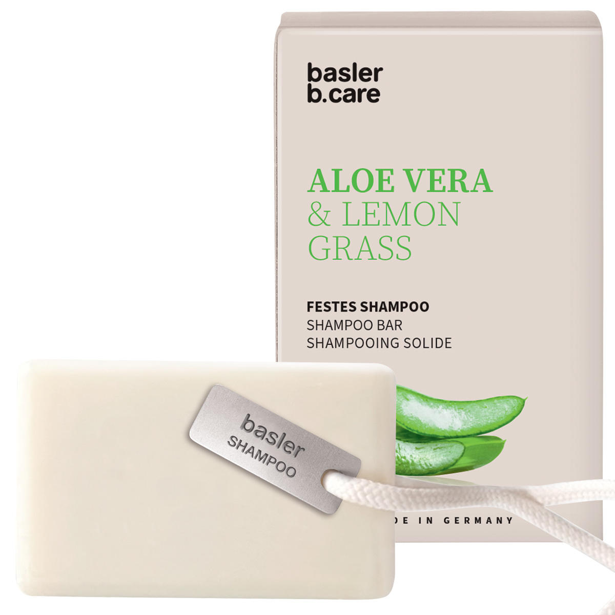 Basler Solid Shampoo Aloë Vera & Citroengras incl. koord met hanger 100 g - 1