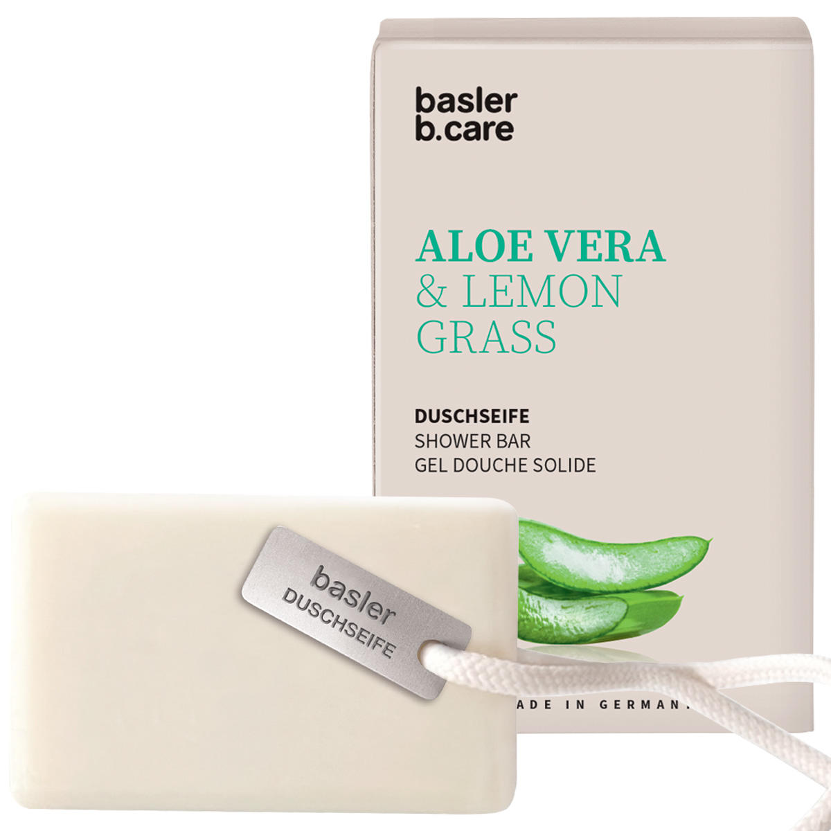 Basler Solid shower soap Aloe Vera & Lemongrass incl. cord with pendant 100 g - 1