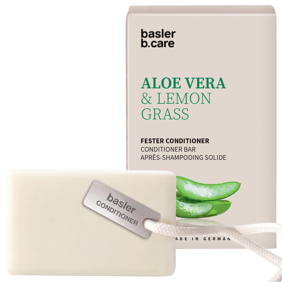 Basler Après-shampooing solide Aloe Vera & Lemongrass incl. cordon & pendentif 100 g - 1