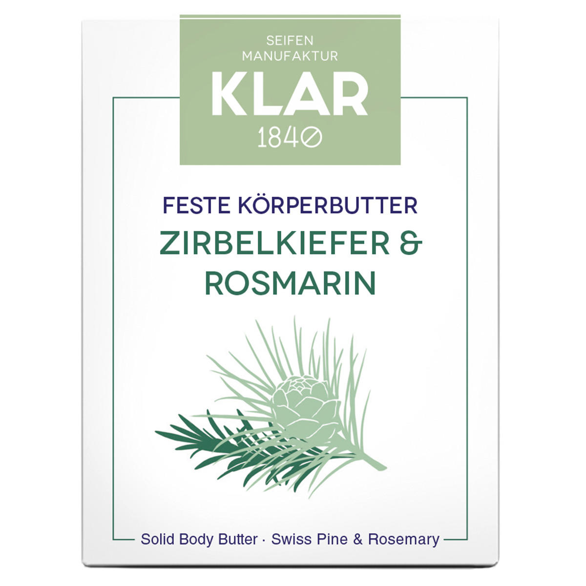 KLAR Feste Körperbutter Zirbelkiefer & Rosmarin 60 g - 1