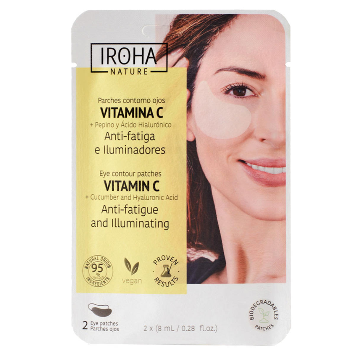 IROHA nature Eye Contour Patches Vitamin C + Cucumber and Hyaluronic Acid 2 x 8 ml - 1