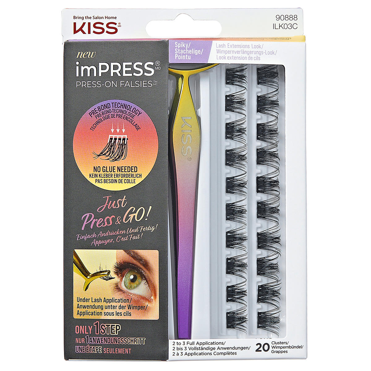 KISS imPRESS FALSIES Press-on Lash KIT 03 Spiky  - 1