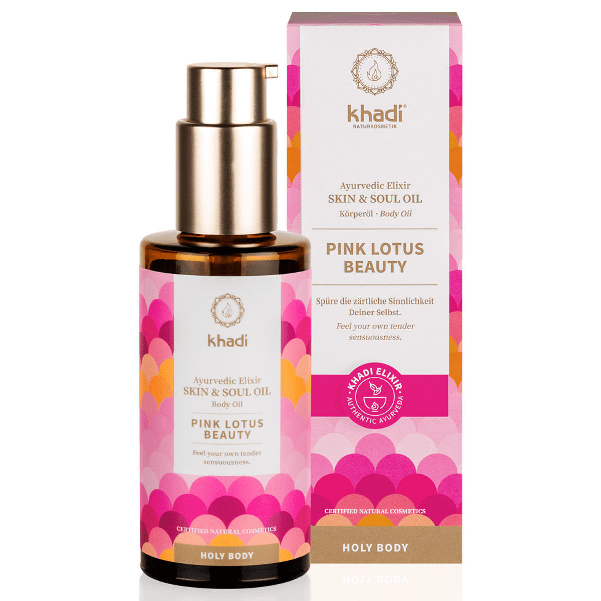 khadi Holy Body Ayurvedic Elixir Skin & Soul Body Oil Pink Lotus Beauty 100 ml - 1