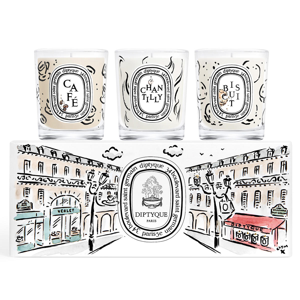 diptyque Scented candle set with three small candles 3 x 70 g - 1