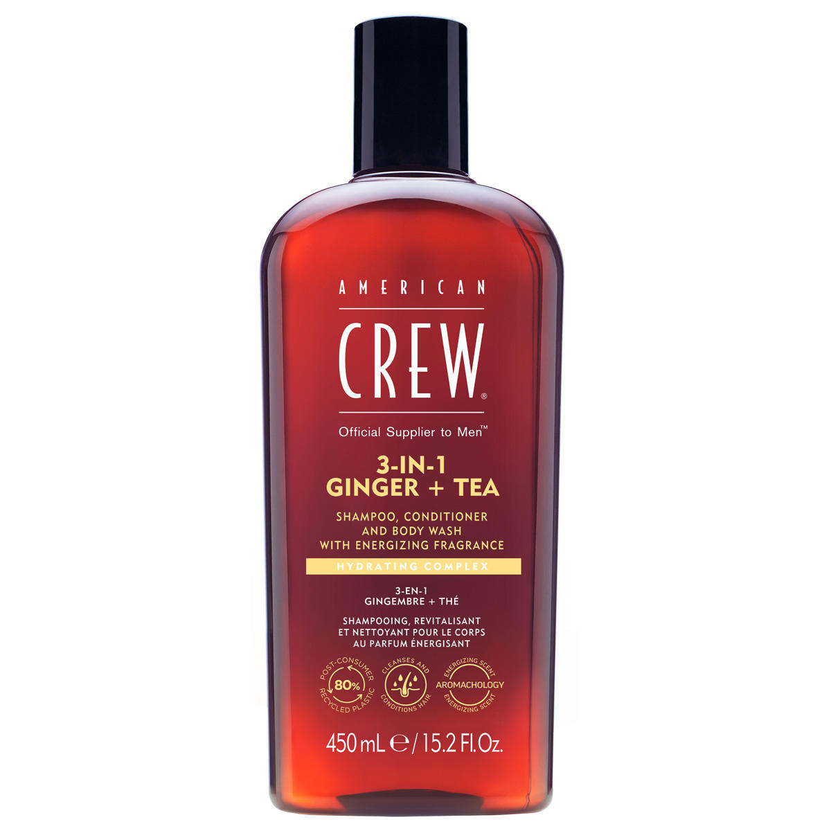 American Crew 3In1 Ginger & Tea Shampoo, Conditioner & Body Wash 450 ml - 1