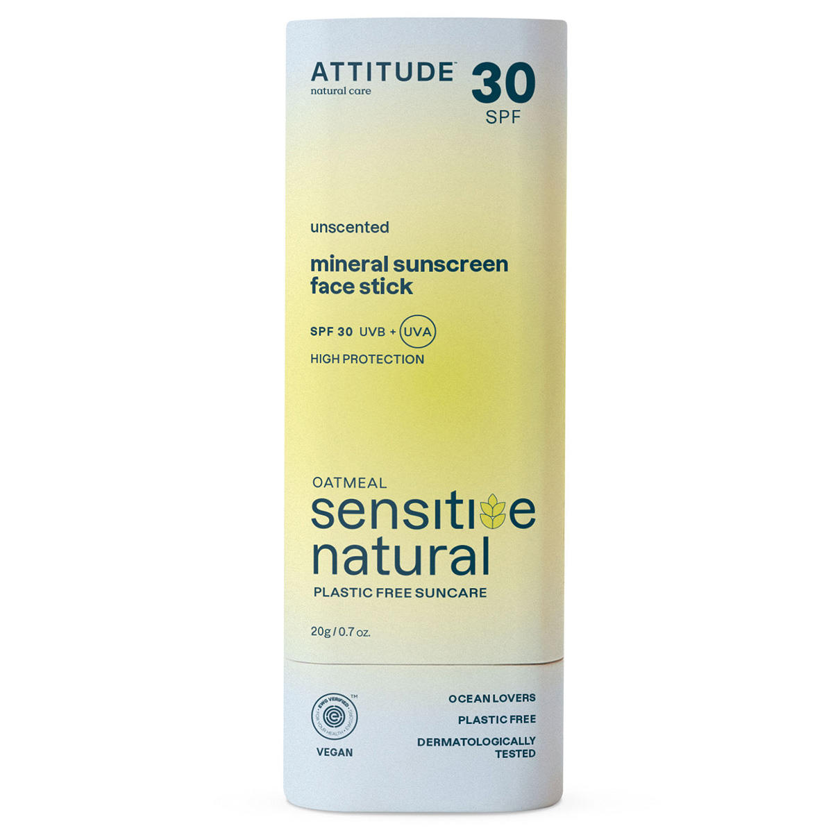 Attitude Sunly Sunscreen Face Stick Sensitive Oatmeal Unscented SPF 30 20 g - 1