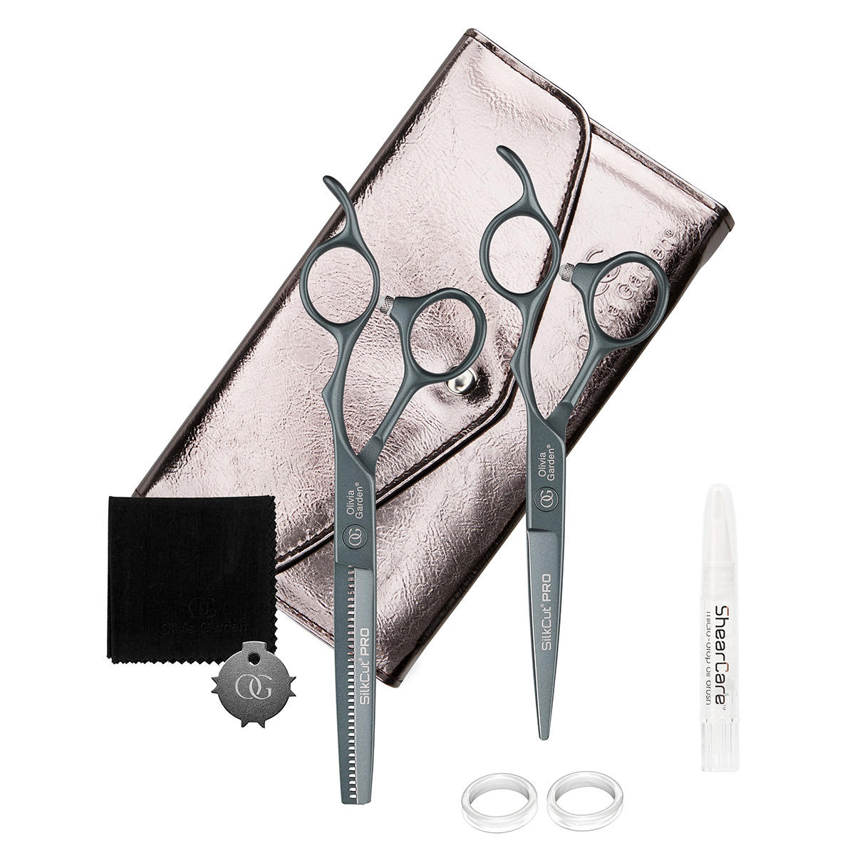 Olivia Garden SilkCut PRO Charcoal set of 2 scissors  - 1