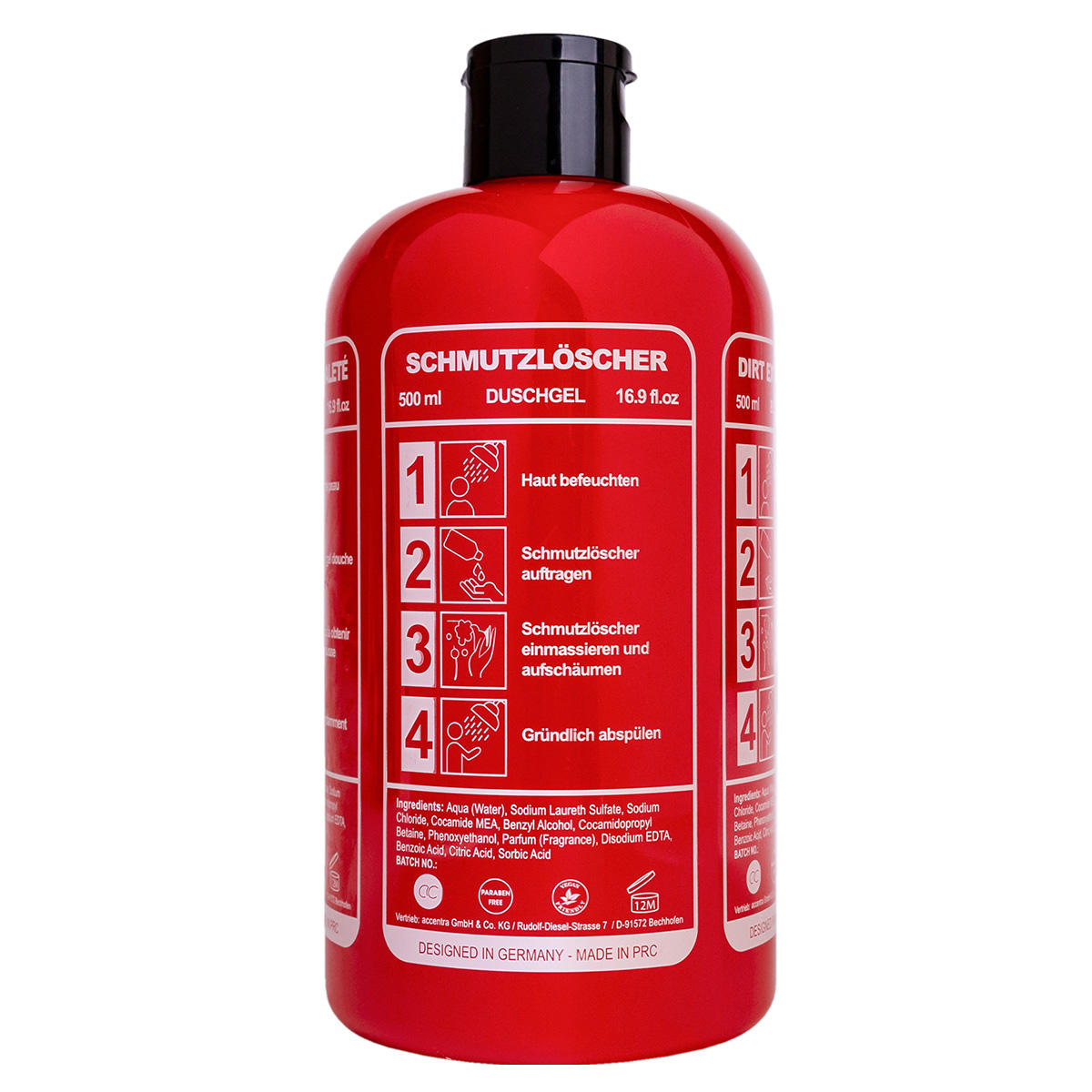 accentra MEN CLASSICS Shower gel SCHMUTZLÖSCHER in a bottle with a fire extinguisher look 500 ml - 1