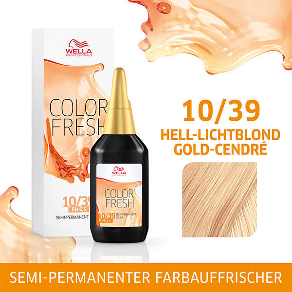 Wella Color Fresh pH 6.5 - Acid 10/39 blond clair lumineux doré cendré, 75 ml - 1