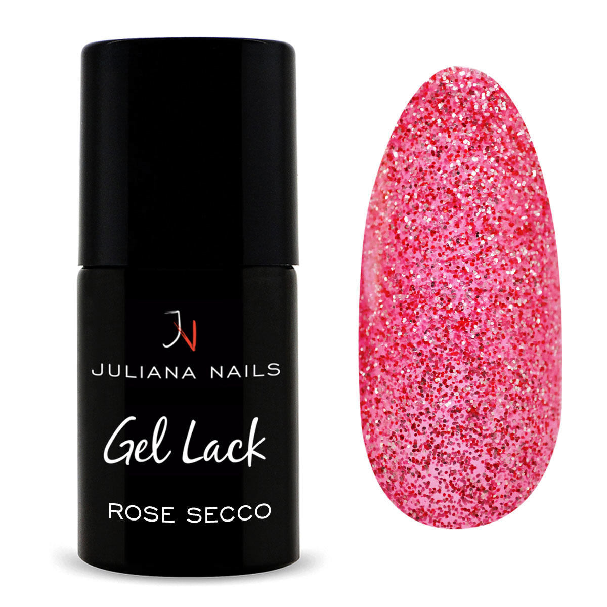 Juliana Nails Gel Lack Glitter/Shimmer Rose Secco, Flasche 6 ml - 1