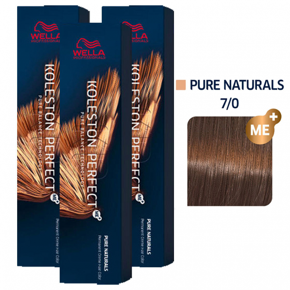 Wella Koleston Perfect ME+ Pure Naturals 3er Set 7/0 Mittelblond 3 x 60 ml - 1