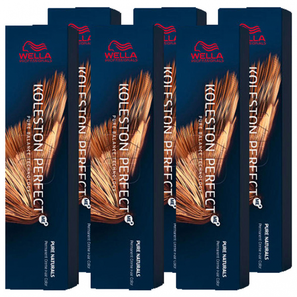 Wella Professionals Koleston Perfect ME+ Pure Naturals 6er Set 4/0 Mittelbraun 6 x 60 ml - 1