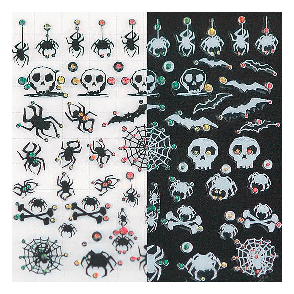 LCN Nail Art Sticker Black and White Spiders - 1