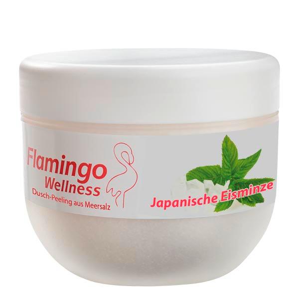Flamingo Wellness Exfoliante de ducha con sal marina Menta helada japonesa, lata 350 g - 1