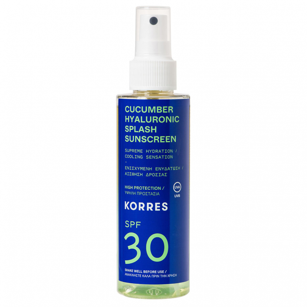 KORRES Cucumber Hyaluronic Splash 2-Phasen-Sonnenschutzspray für Gesicht und Körper SPF 30 150 ml - 1