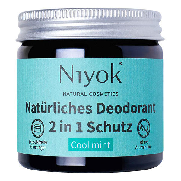 Niyok Crème déodorante anti-transpirante 2 en 1 - Menthe fraîche 40 ml - 1