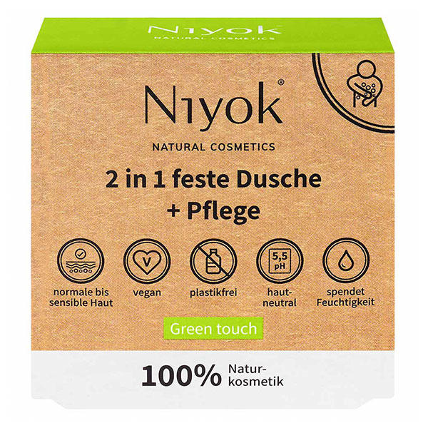 Niyok Ducha sólida 2 en 1 + cuidado - Toque verde 80 g - 1