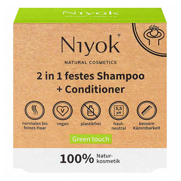 Niyok 2 in 1 solid shampoo + conditioner - Green touch 80 g - 1