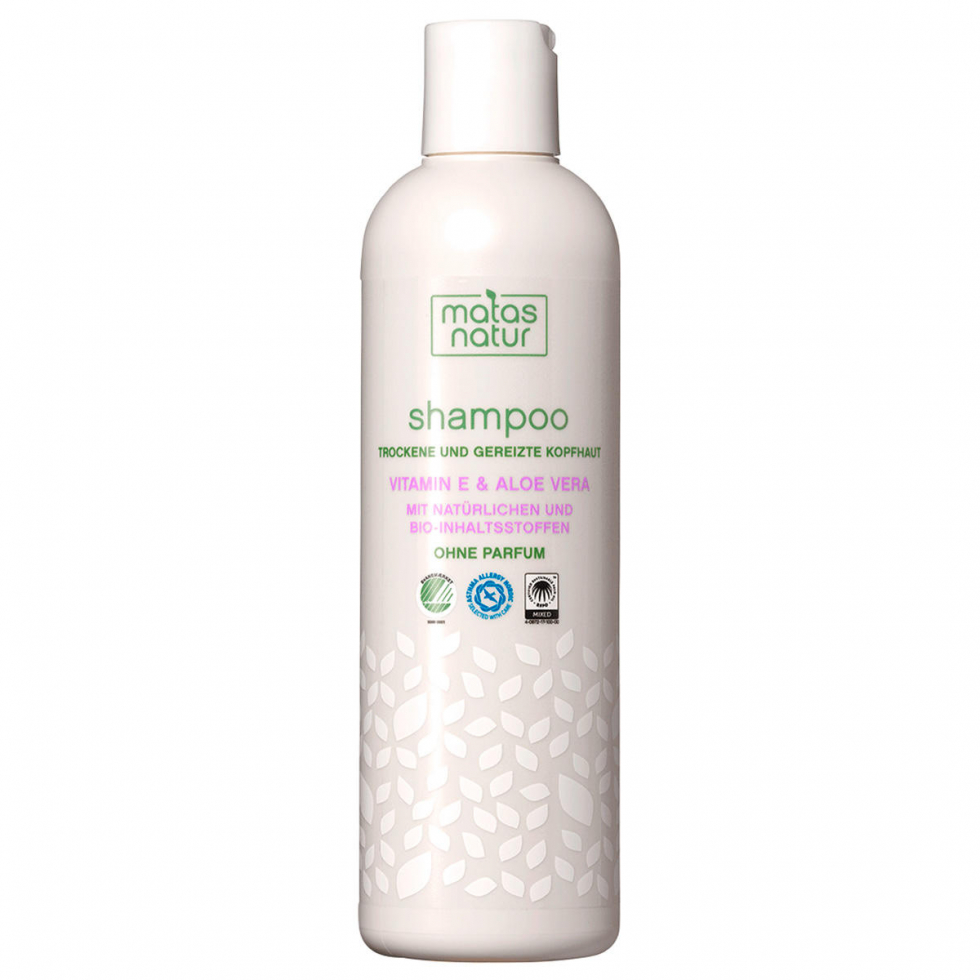 MATAS Natur Shampoo für trockene und gereizte Kopfhaut mit Bio-Aloe Vera und Vitamin E 400 ml - 1