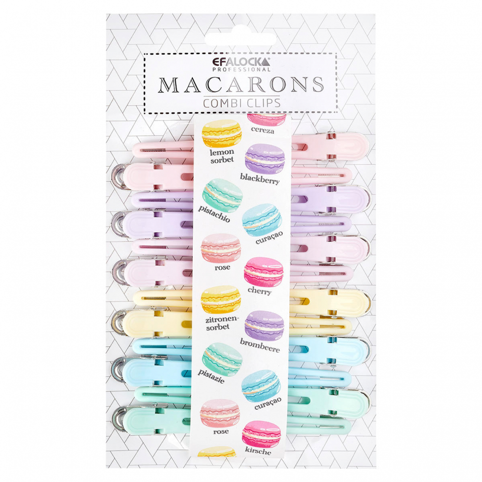 Efalock Macarons Combi clips de compartimentos surtidos pastel, 6 x 2 piezas - 1