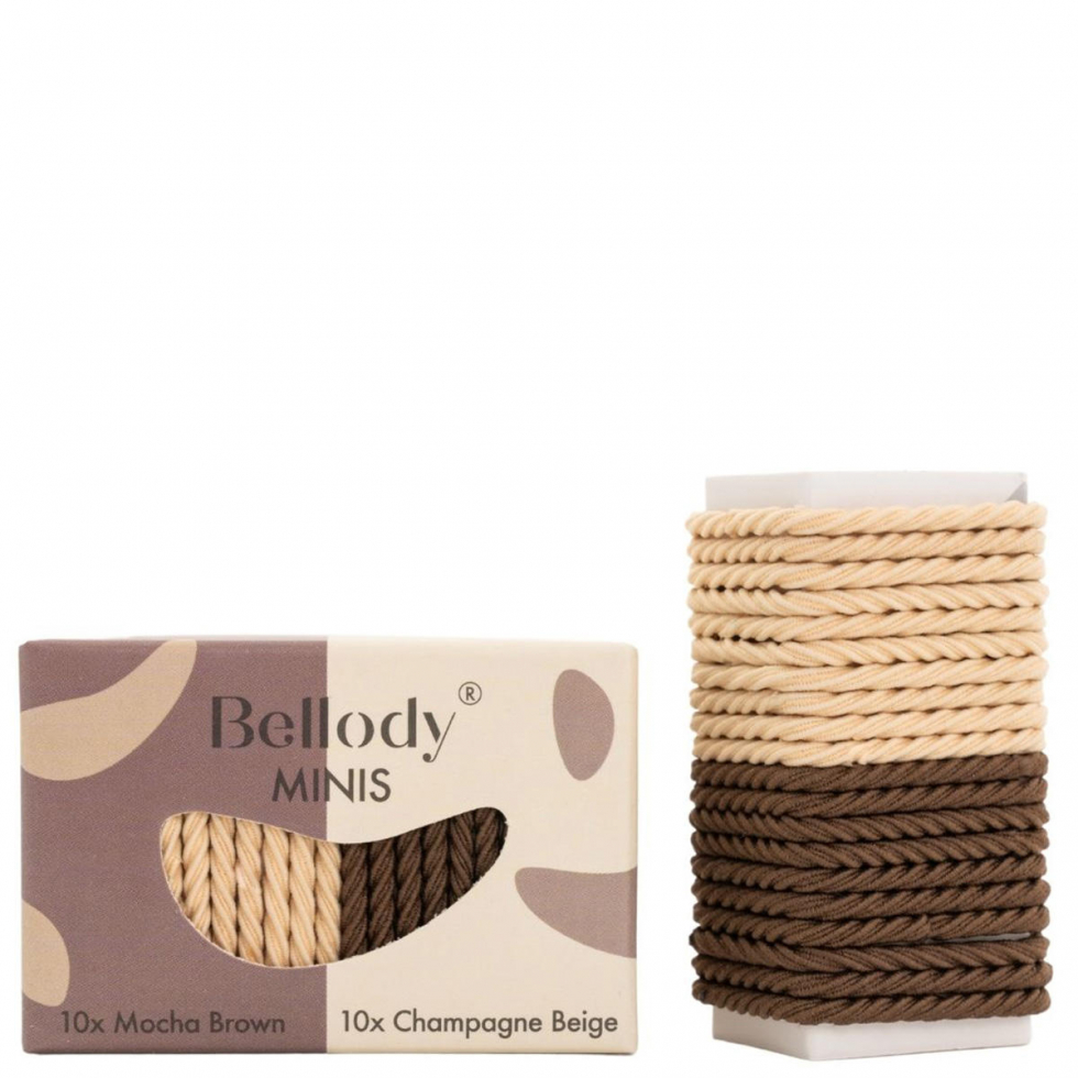 Bellody Minis Haarbanden Mokka Bruin/Champagne Beige 20 Stück - 1