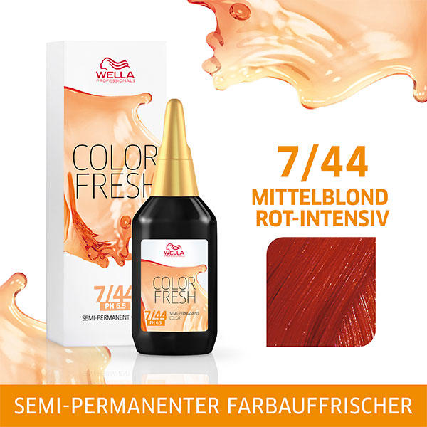 Wella Color Fresh pH 6.5 - Acid 7/44 Biondo Medio Rosso Intensivo, 75 ml - 1