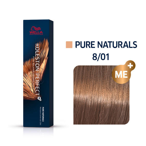 Wella Koleston Perfect ME+ Pure Naturals 8/01 Light Blond Natural Ash, 60 ml - 1