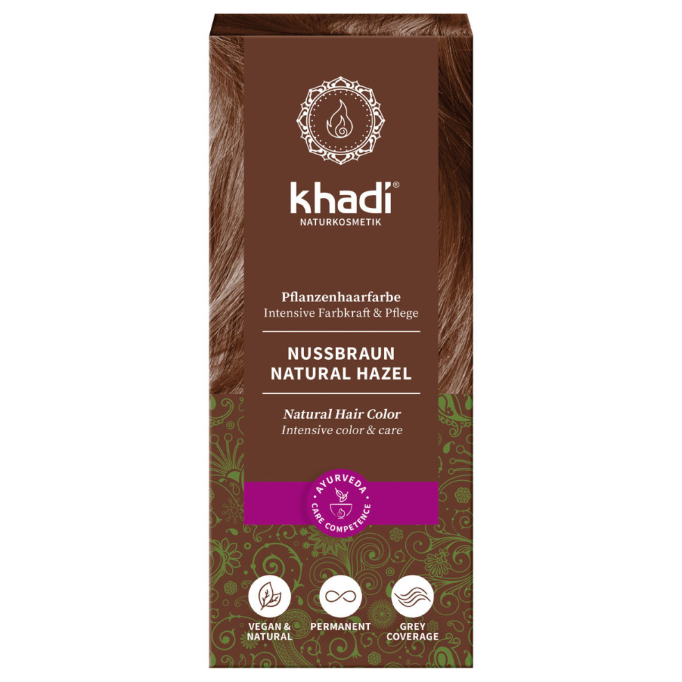khadi Couleur de cheveux à base de plantes brun noisette naturelle 100 g - 1