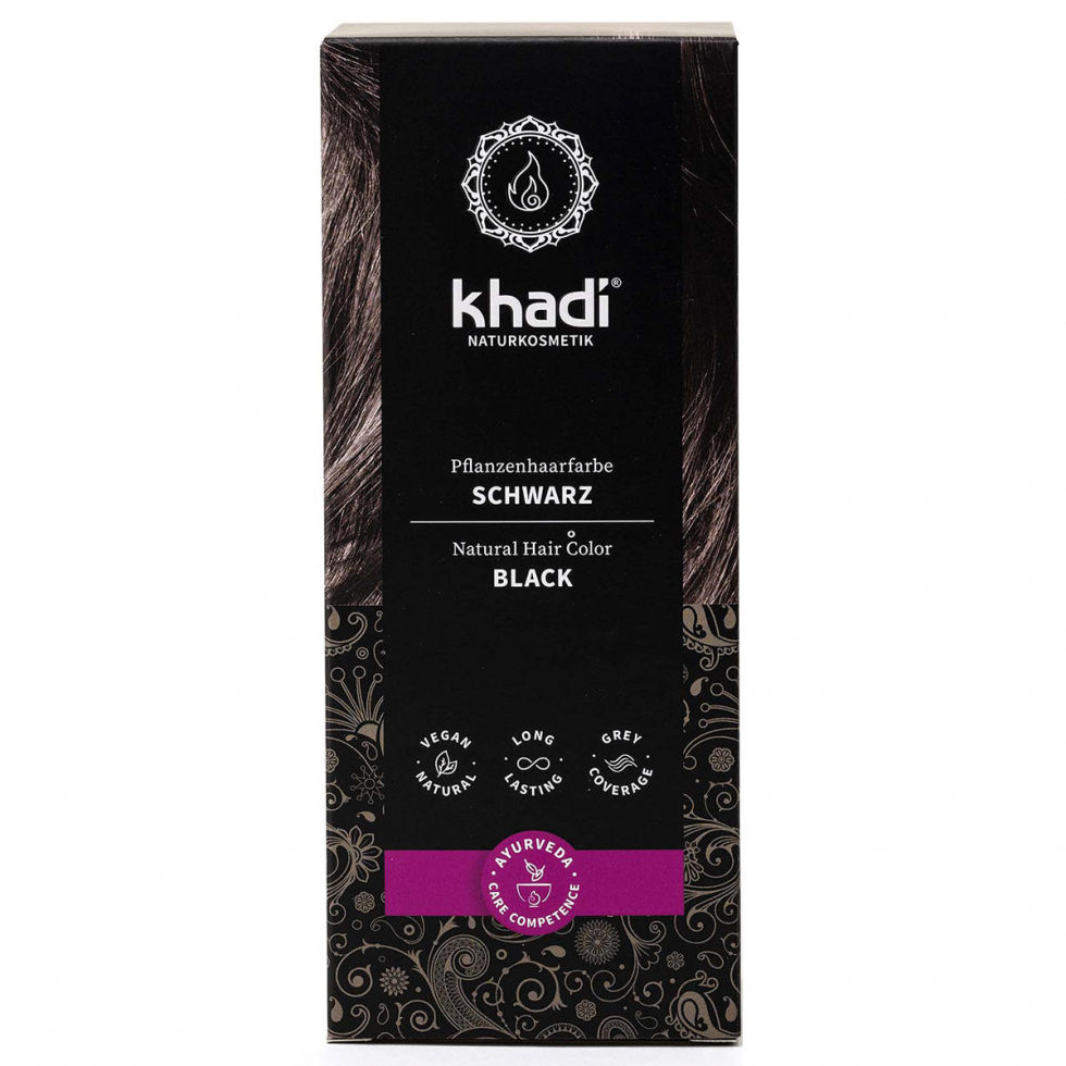 khadi Couleur de cheveux à base de plantes noir 100 g - 1